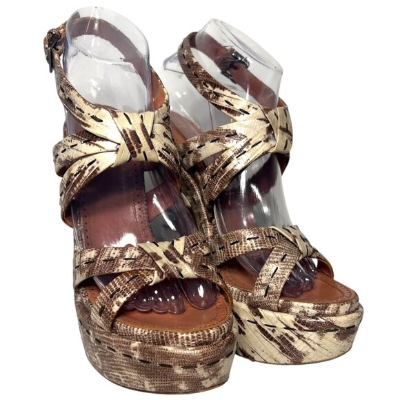 ALAIA Python Snakeskin Platform High Heel Sandals 38 Leather Chunky Animal Print - Picture 3 of 10